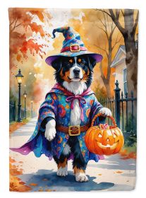 Bernese Mountain Dog Halloween Trick or Treat House Flag Large Porch Sleeve Pole Decorative Outside Yard Banner Artwork Wall Hanging, Polyester