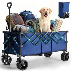 Foldable Trolley - 440-pound Foldable Extra-long Heavy-duty Multi-functional Vehicle With Wheels (Option: Blue)