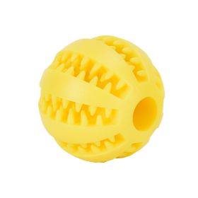 Dog Squeaky Ball Toy; Pet Chew Toy For Dog; Tooth Cleaning Ball Bite Resistant Pet Supplies (Color: Yellow, size: 2.7Inch)