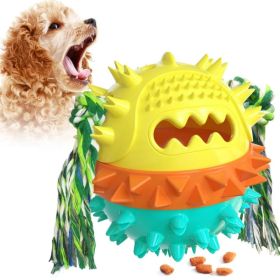 Pet Supplies Vocal Dog Toy Leaking Food Ball (Color: Yellow & Blue, type: Pet Toys)